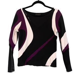 Donna Karan NY Top Womens M Artsy Eclectic Wacky Art To Wear Unique Maximalist